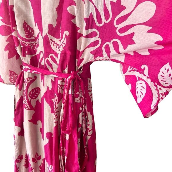 eShakti WAYWARD FANCIES Floral Tile Print Cotton Voile Wrap Dress - Picture 8 of 13